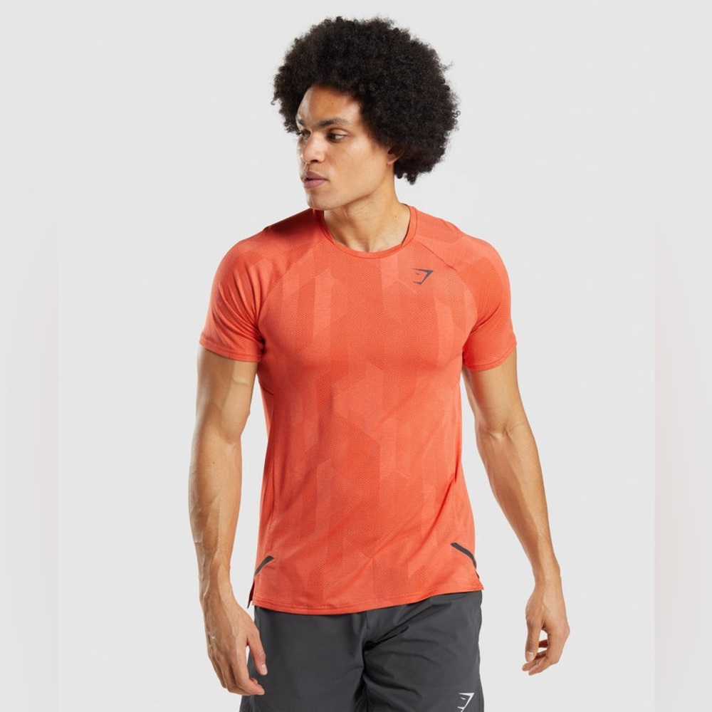 GYMSHARK APEX T-SHIRT Slim Fit Men's Orange size XS